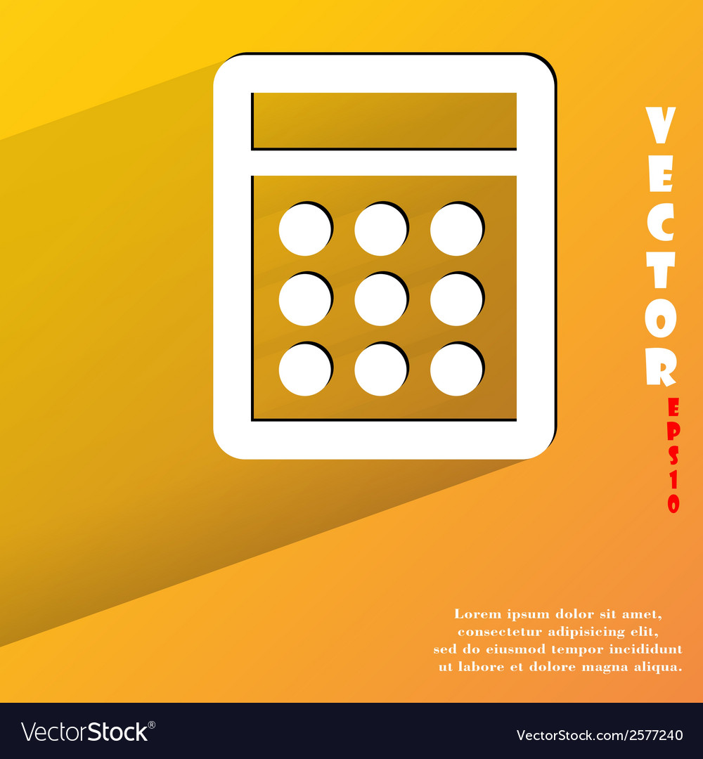 Calculator flat modern web button with long shadow