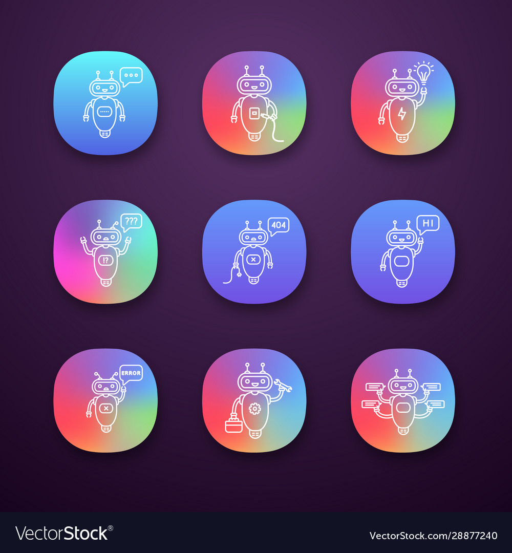 Chatbots app icons set Vector Image Chatbots app icons set