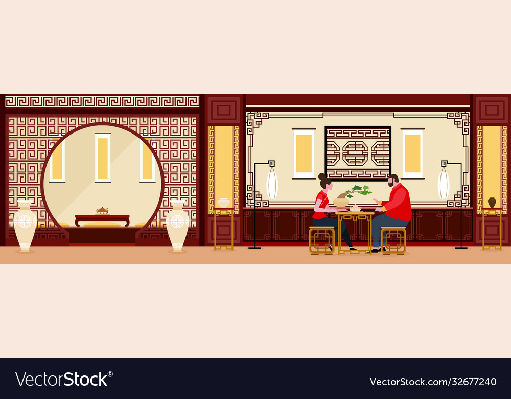 Chinese living room interior design vector image Chinese living room interior design