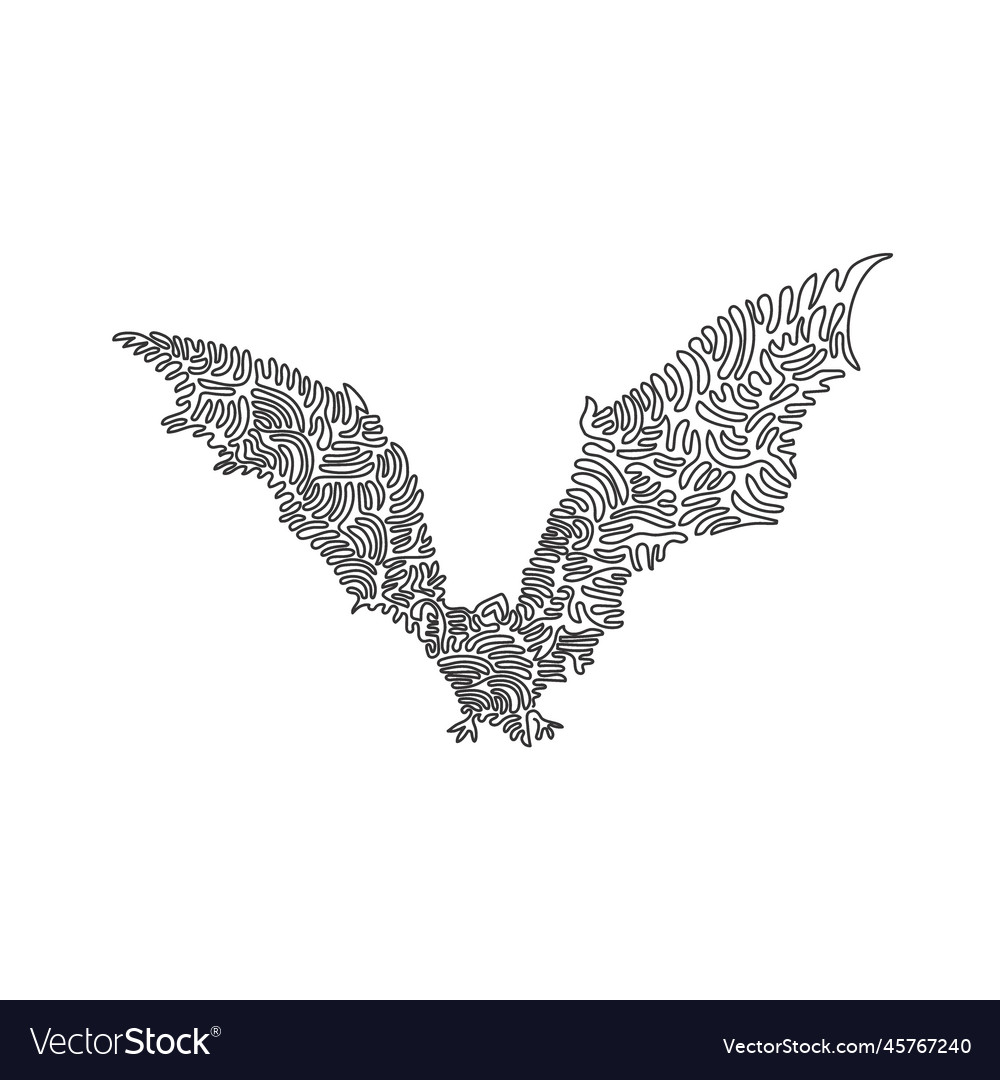 Continuous curve line drawing of agile flying bat vector image Continuous curve line drawing of agile flying bat