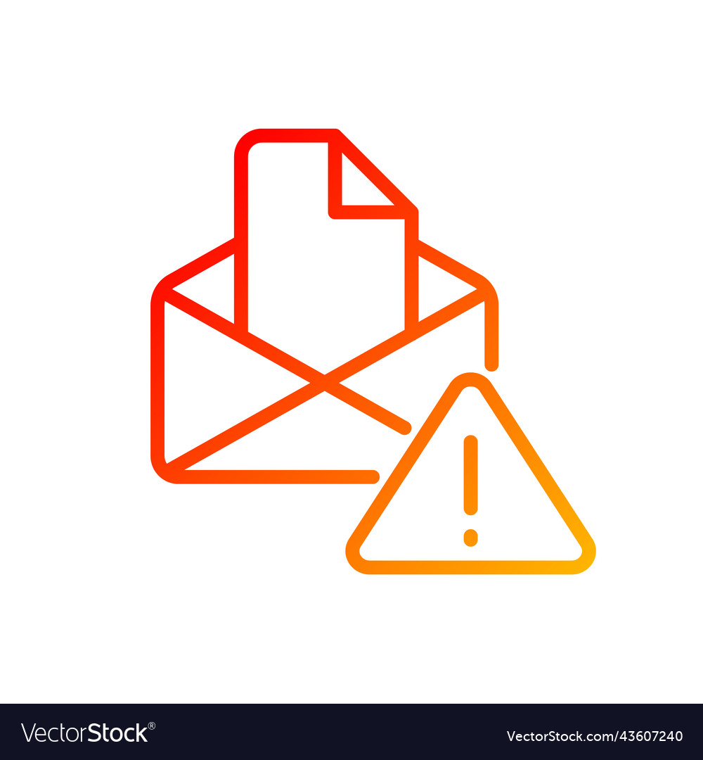 Email warning pixel perfect gradient linear icon vector image Email warning pixel perfect gradient linear icon