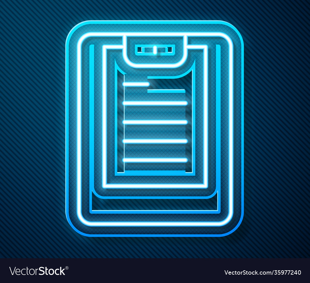 Glowing neon line server data report icon vector image Glowing neon line server data report icon