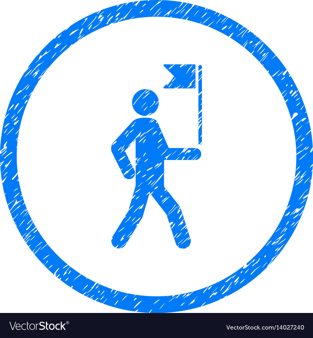 Guide with flag rounded grainy icon