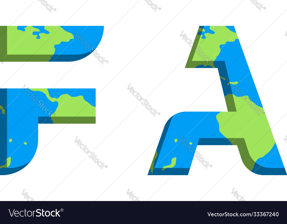 Initial fa logo design with world map style vector image Initial fa logo design with world map style