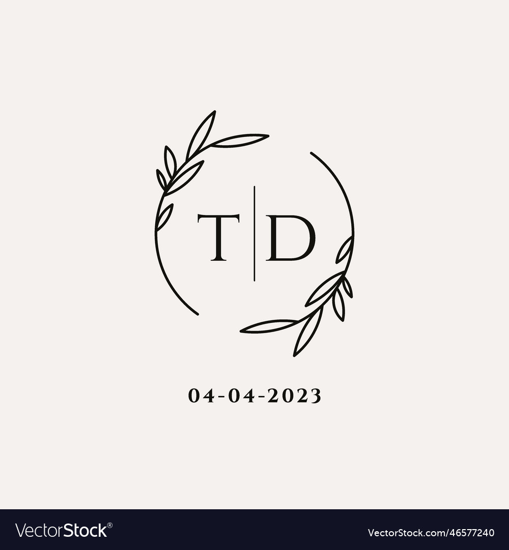 Letter td wedding monogram logo design Royalty Free Vector