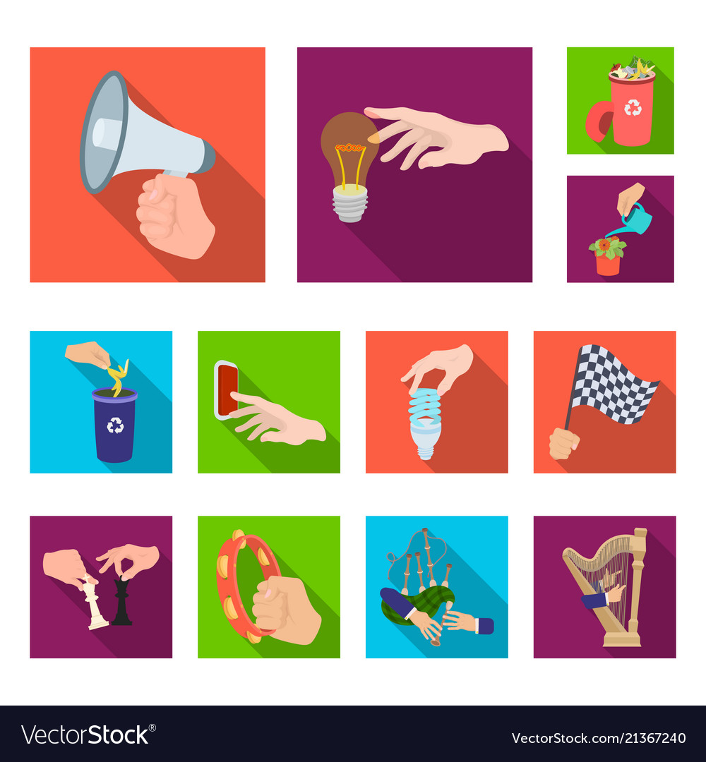 Manipulation by hands flat icons in set collection Vector Image Manipulation by hands flat icons in set collection