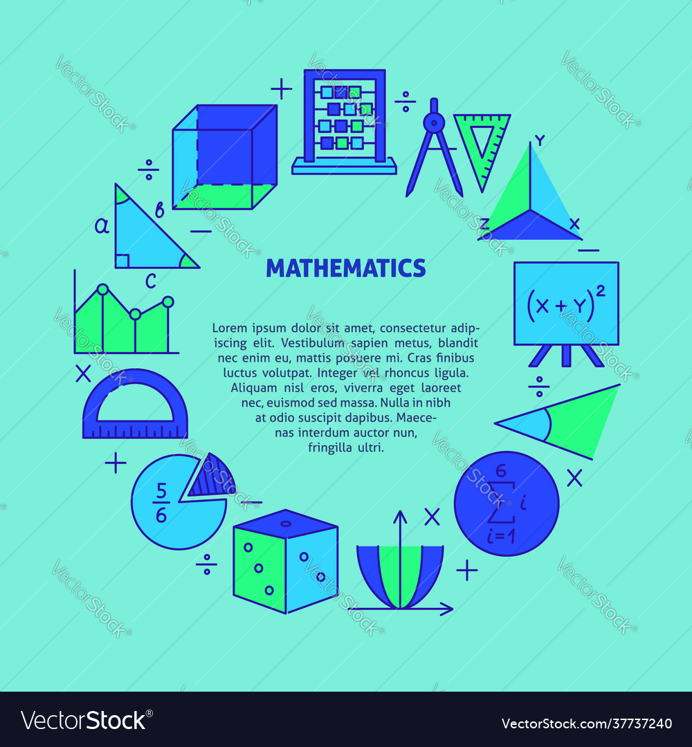 Mathematics round banner with place for text Vector Image Mathematics round banner with place for text