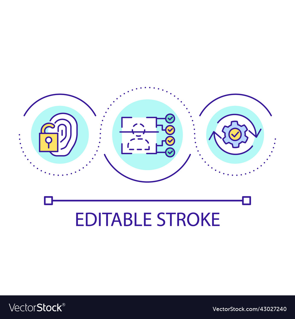 Measuring facial features loop concept icon vector image Measuring facial features loop concept icon