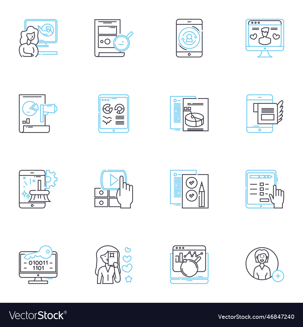 Online communication linear icons set messaging vector image Online communication linear icons set messaging