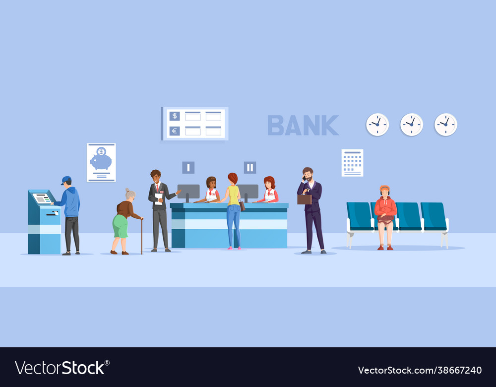 People Managers Clients At Bank Office Room Vector Image