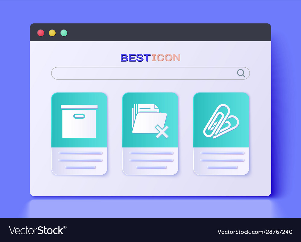 Set delete folder carton cardboard box and paper vector image Set delete folder carton cardboard box and paper