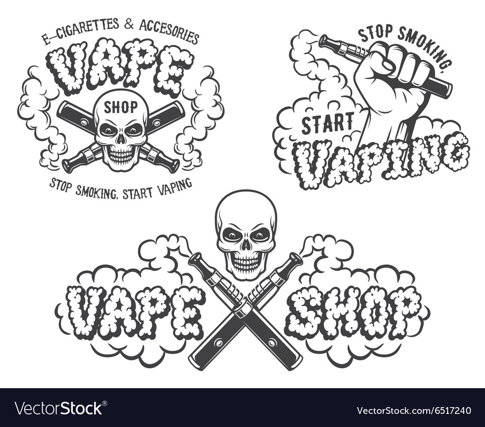 Set of vape e-cigarette emblems Royalty Free Vector Image