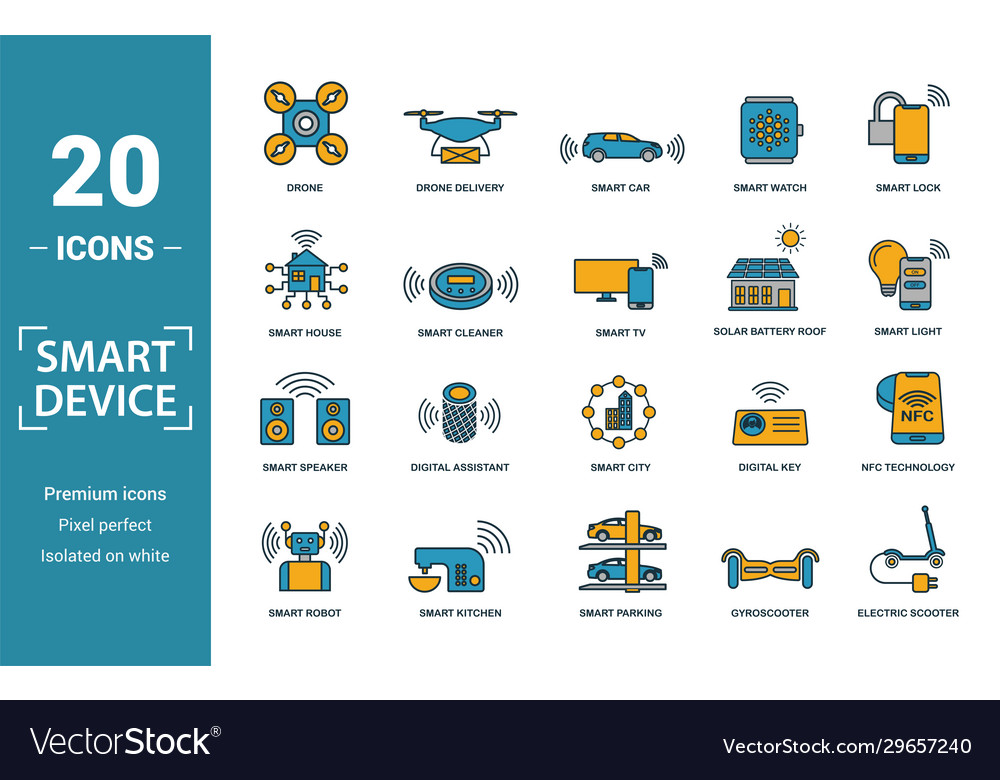 Smart devices icon set include creative elements vector image Smart devices icon set include creative elements