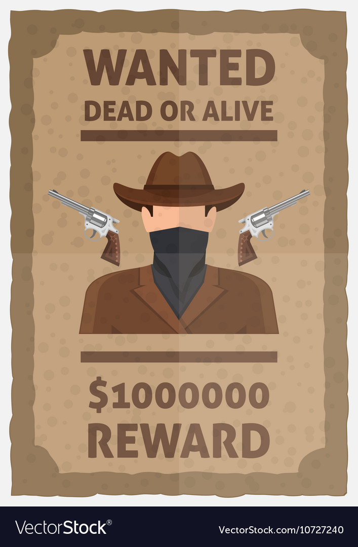 Wanted Dead Alive Silhouette Mexican Gunslinger Stock Vector