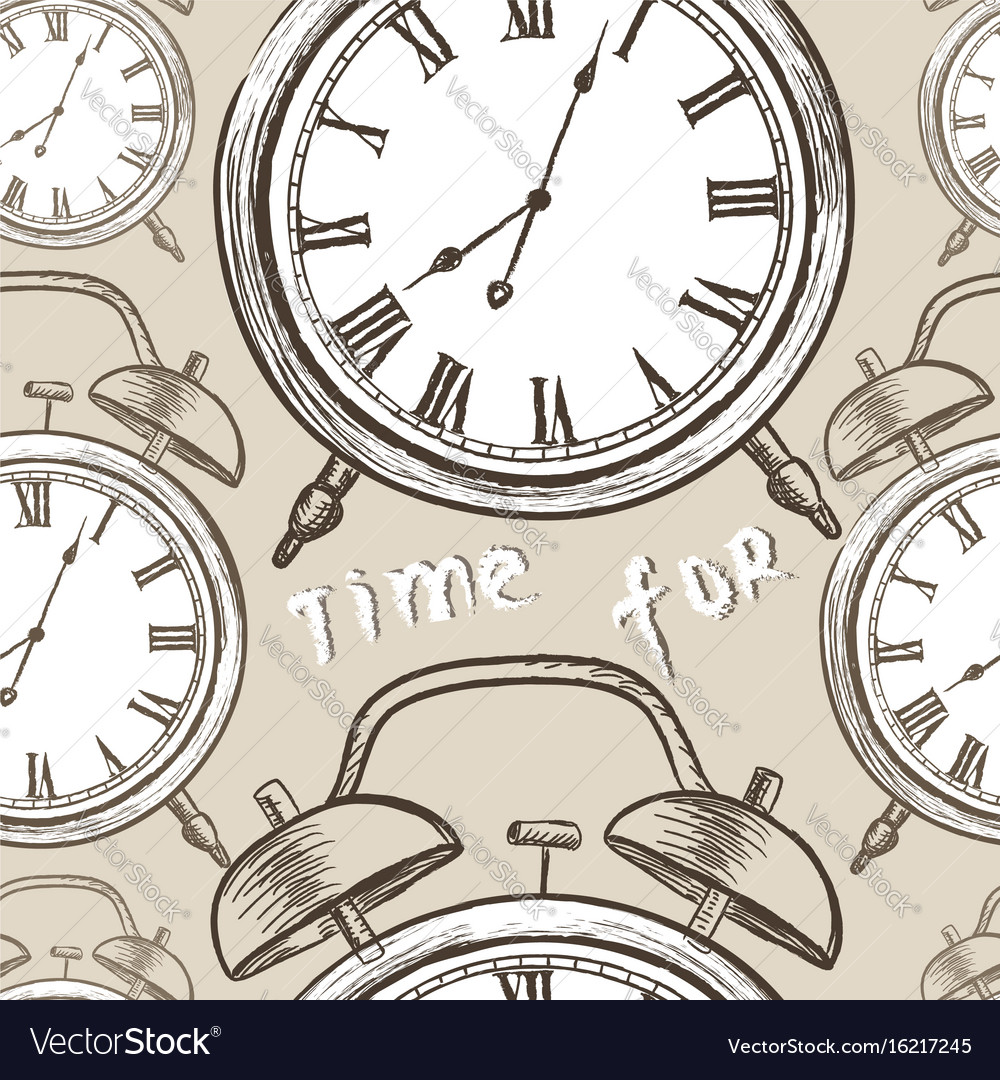 Clock seamless pattern vintage watch dial