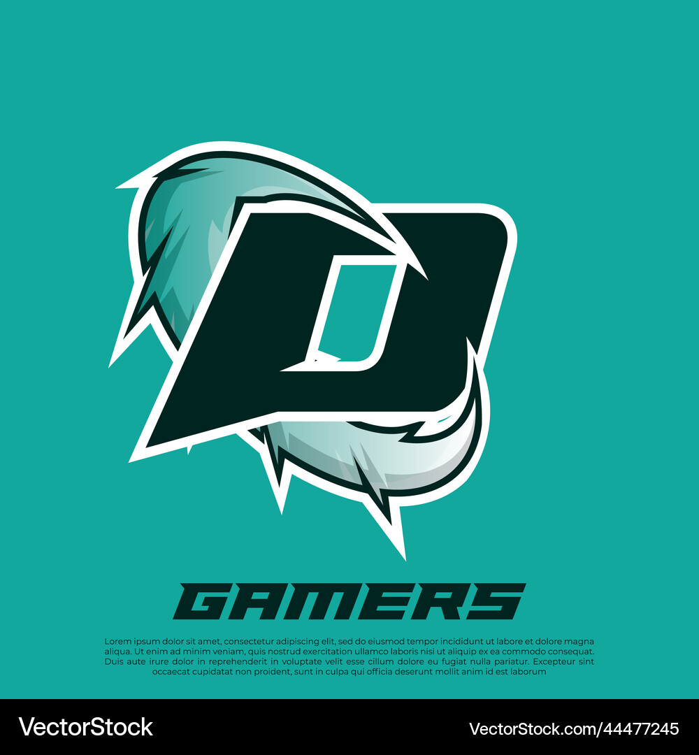 D letter esport gamer logo editable text effect Vector Image