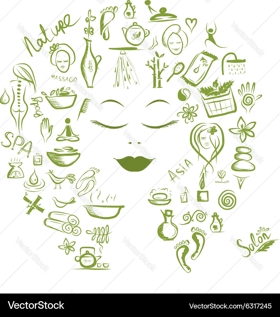 Female head spa concept for your design Royalty Free Vector