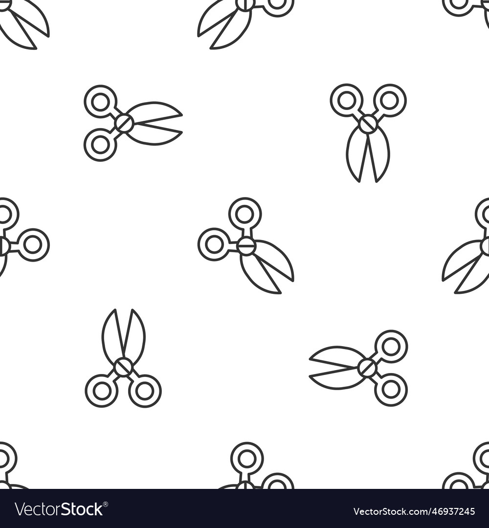 Grey line scissors icon isolated seamless pattern Vector Image Grey line scissors icon isolated seamless pattern