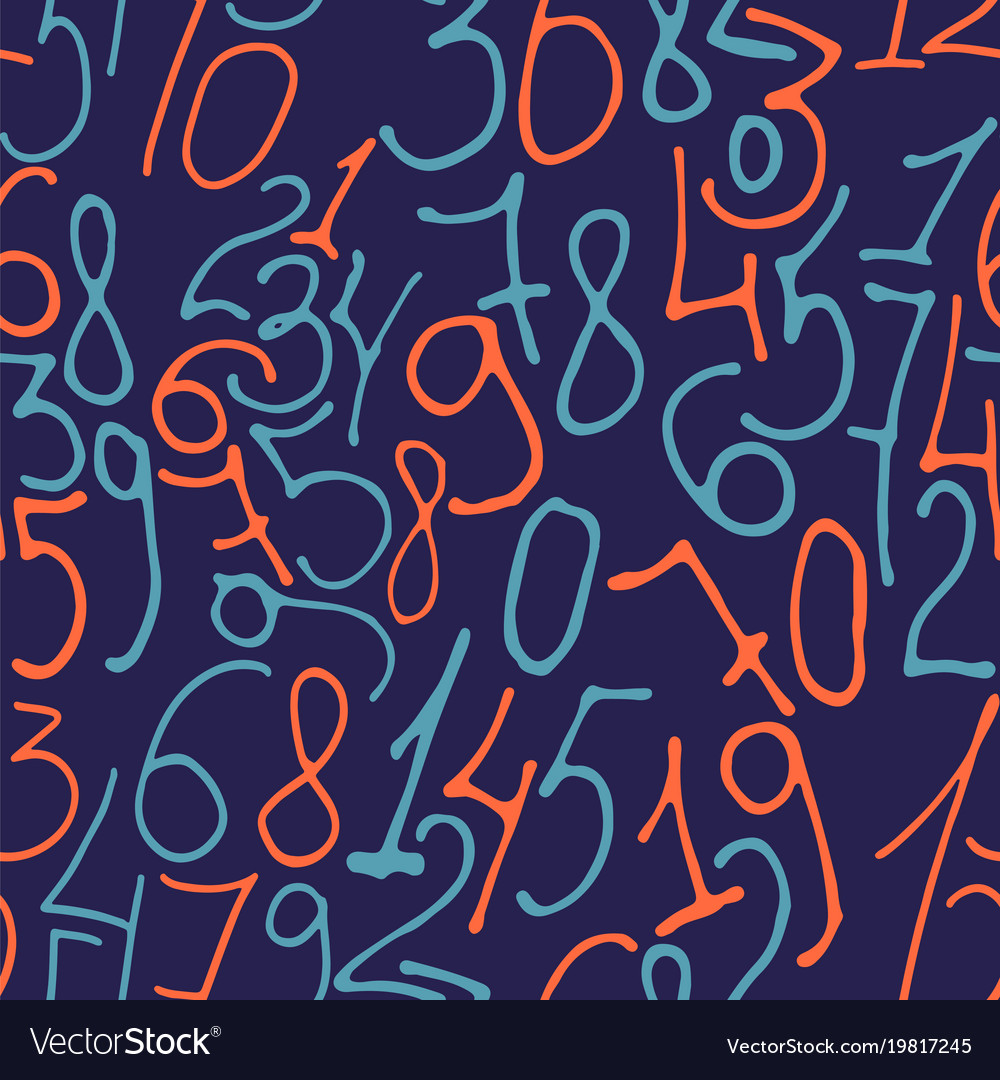 Hand drawn numbers seamless pattern