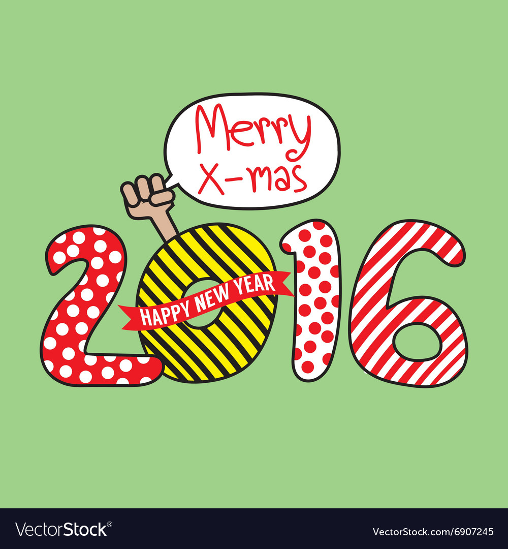 Happy new year 2016 hand draw style