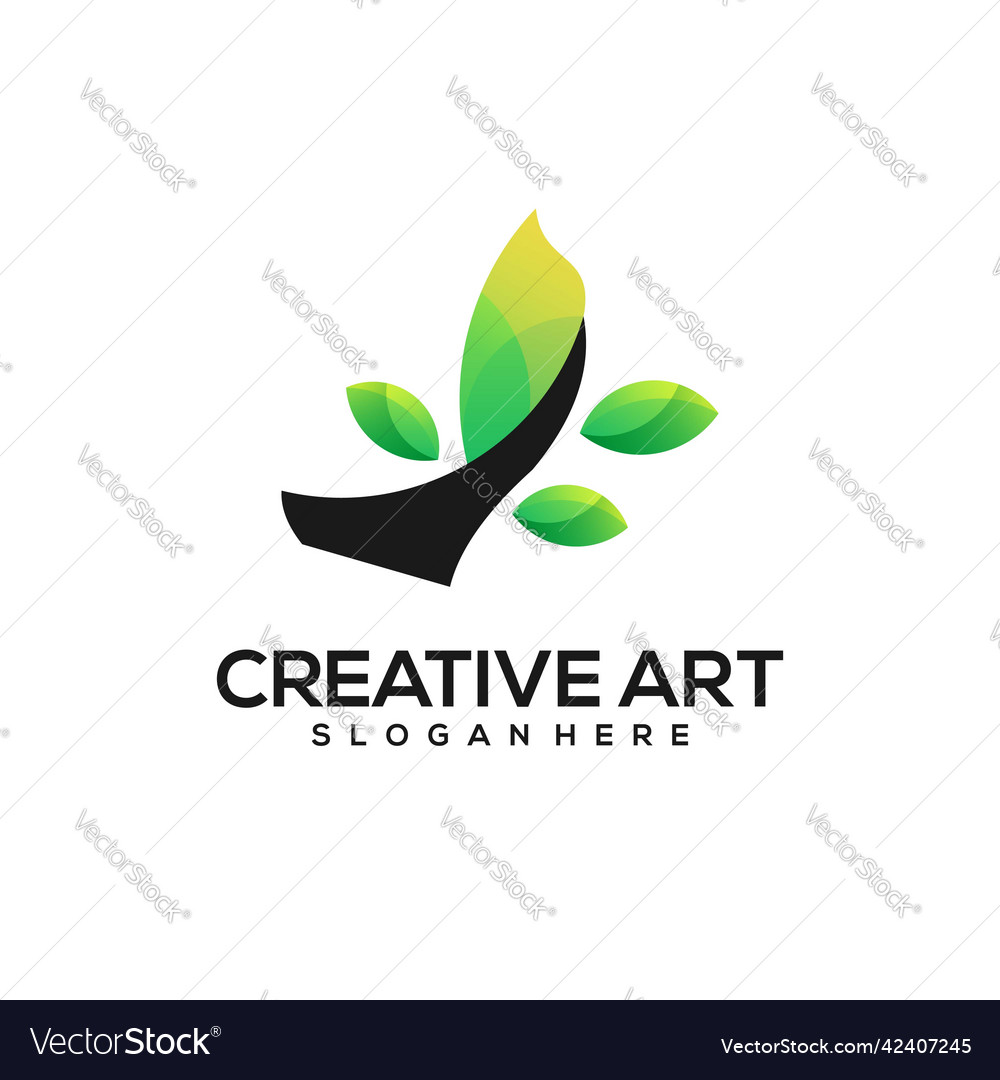 Leaf green logo gradient colorful design vector image Leaf green logo gradient colorful design