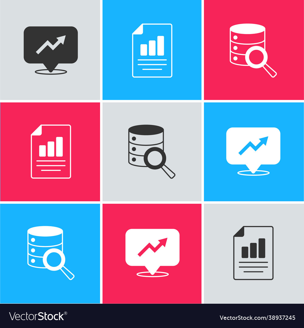 Set financial growth document with graph chart vector image Set financial growth document with graph chart