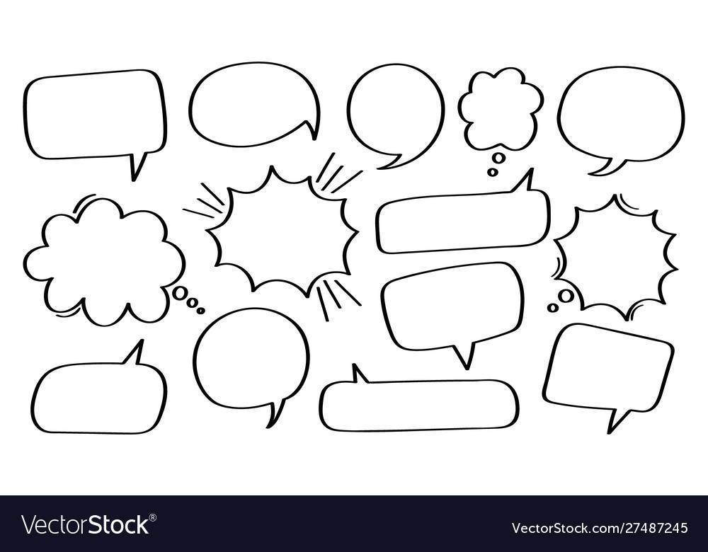 Set hand drawn speech bubble or chat