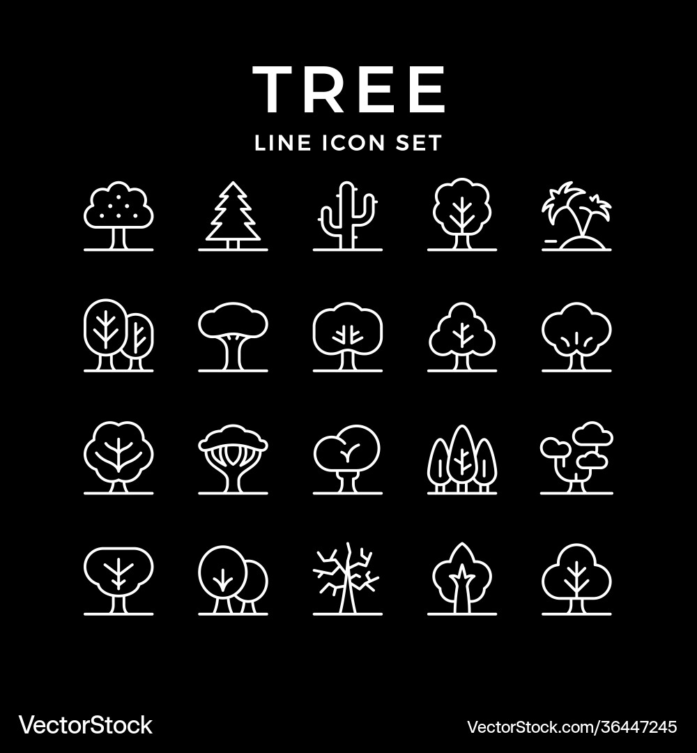 Set line icons tree Royalty Free Vector Image - VectorStock