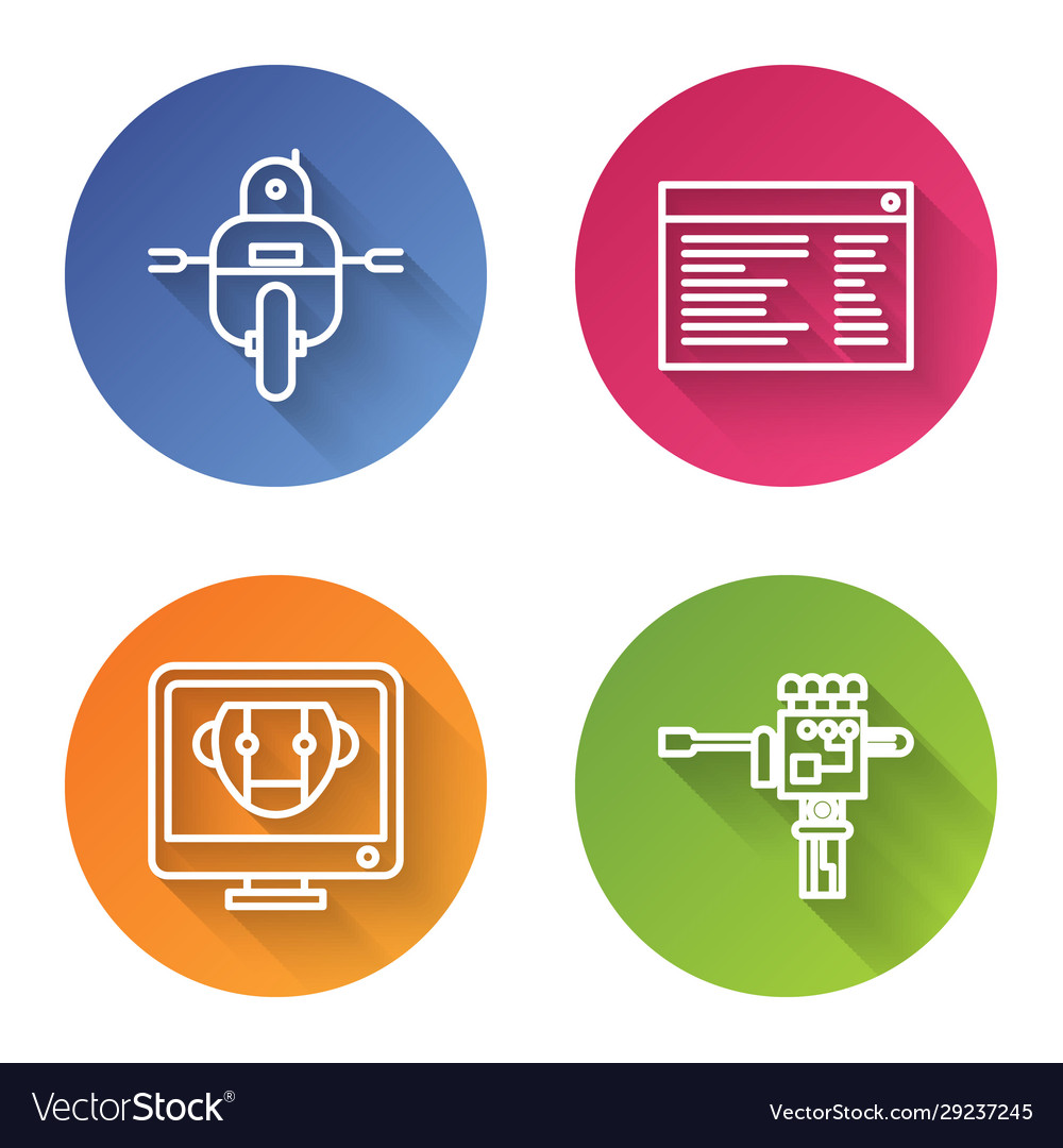 Set line robot software web developer vector image Set line robot software web developer