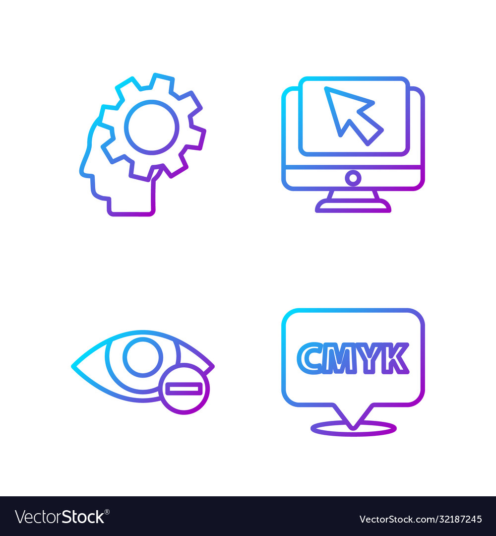 Set line speech bubble with text cmyk red eye