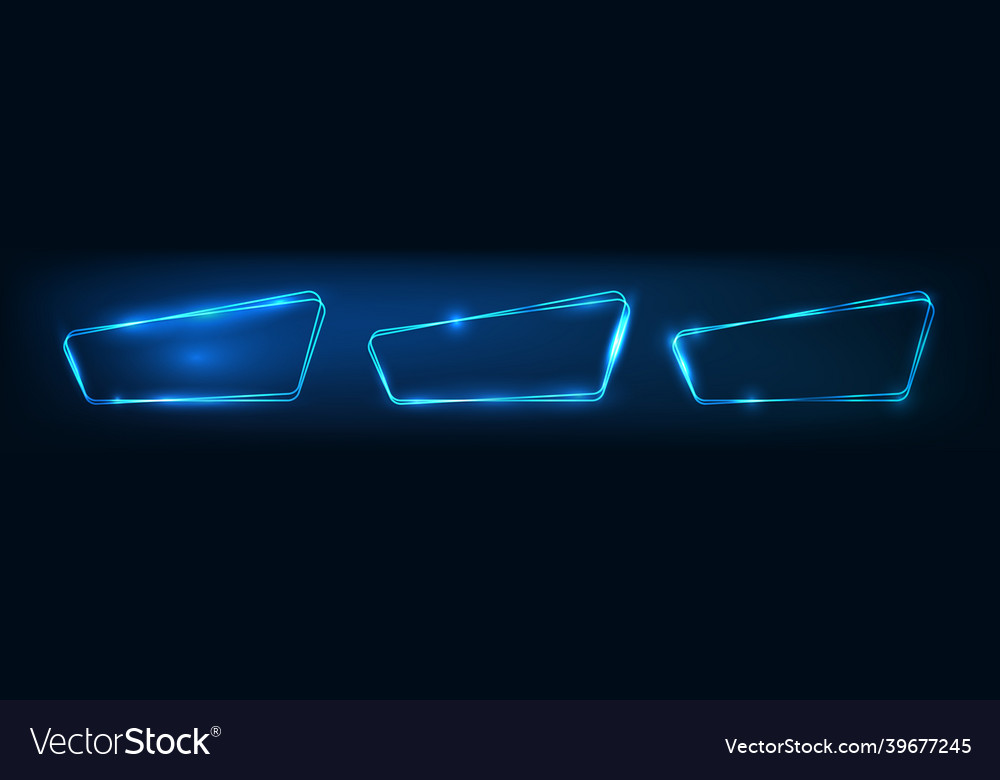 Set of neon double frames with shining effects vector image Set of neon double frames with shining effects