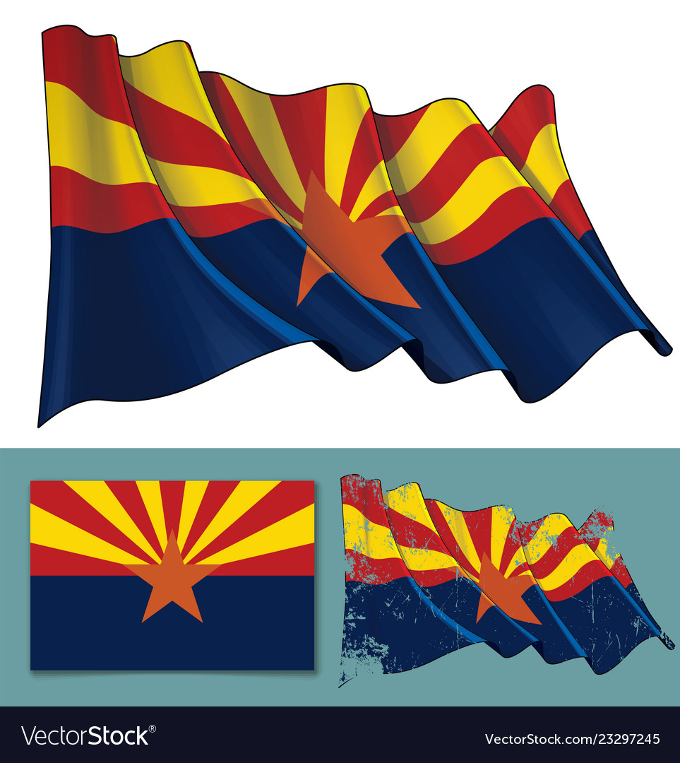 Waving flag of the state arizona Royalty Free Vector Image