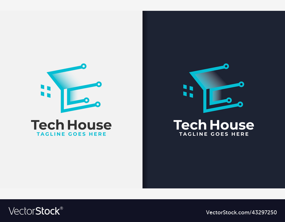 Abstract tech house logo design modern Royalty Free Vector