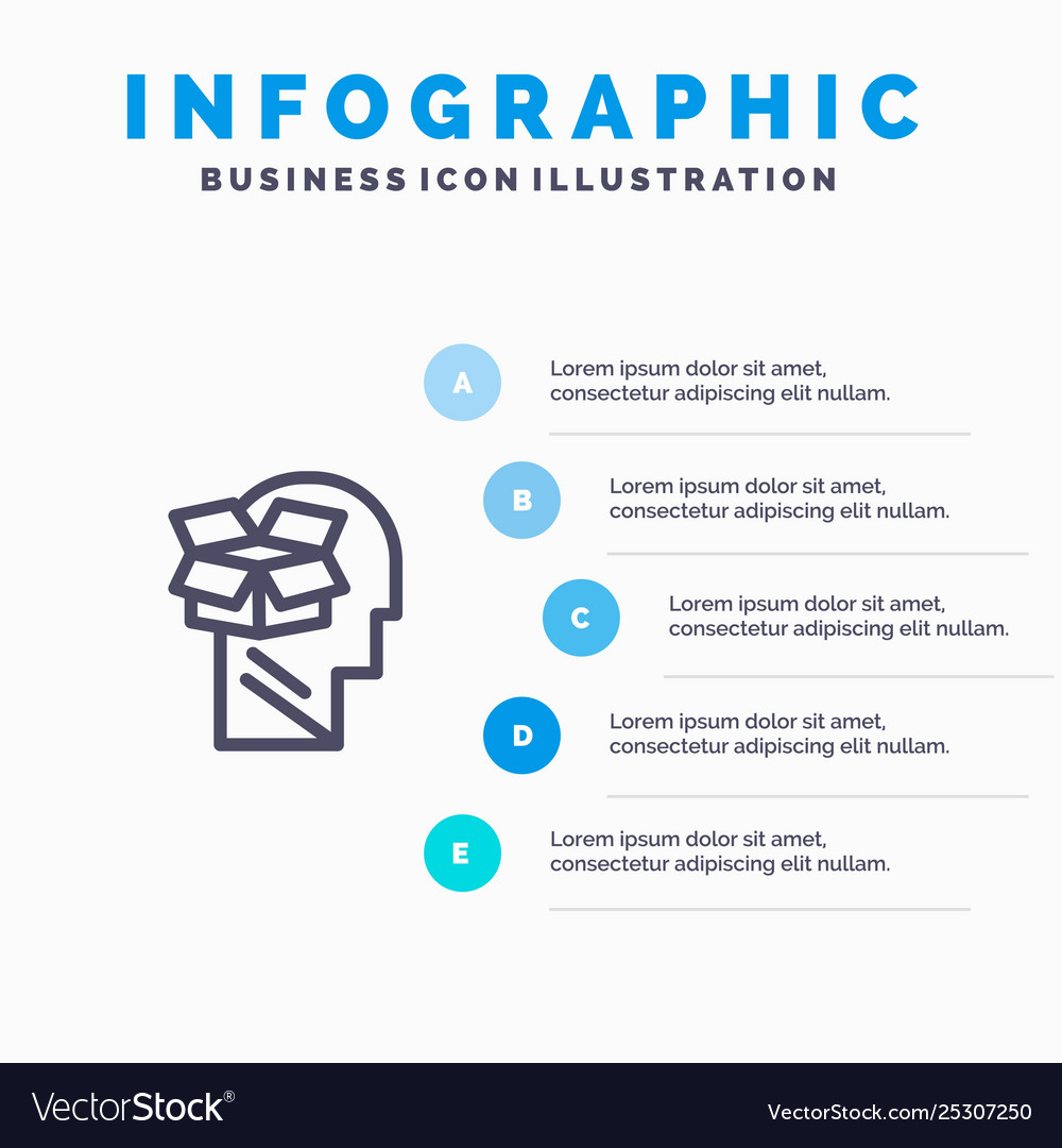 Box unbox data user male line icon with 5 steps vector image Box unbox data user male line icon with 5 steps
