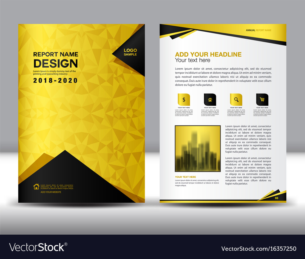 Business Brochure Flyer Template In Size Gold Vector Image