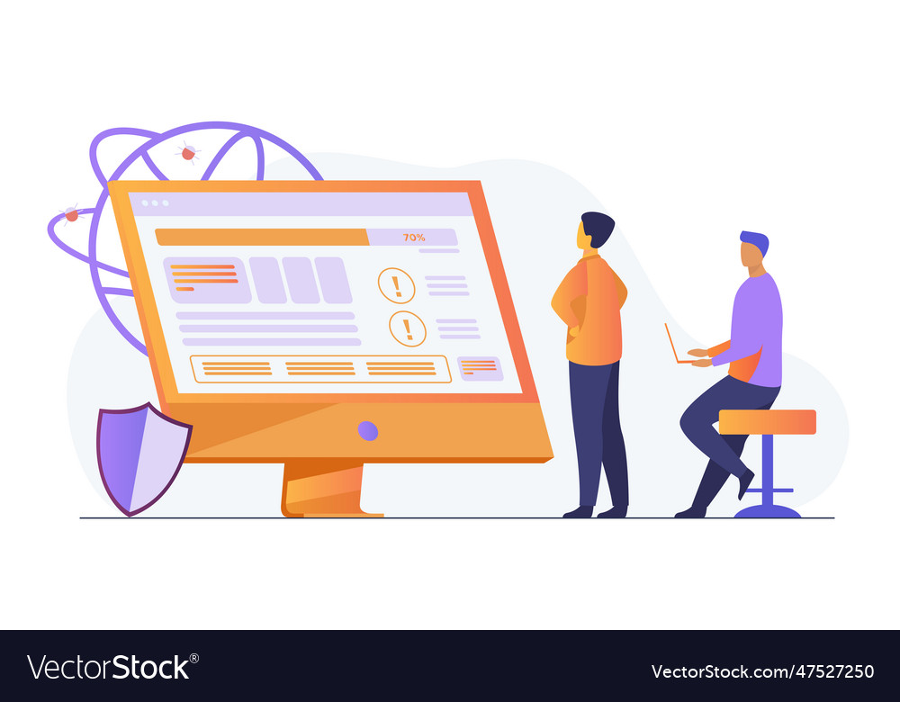 Developers testing software vector image Developers testing software