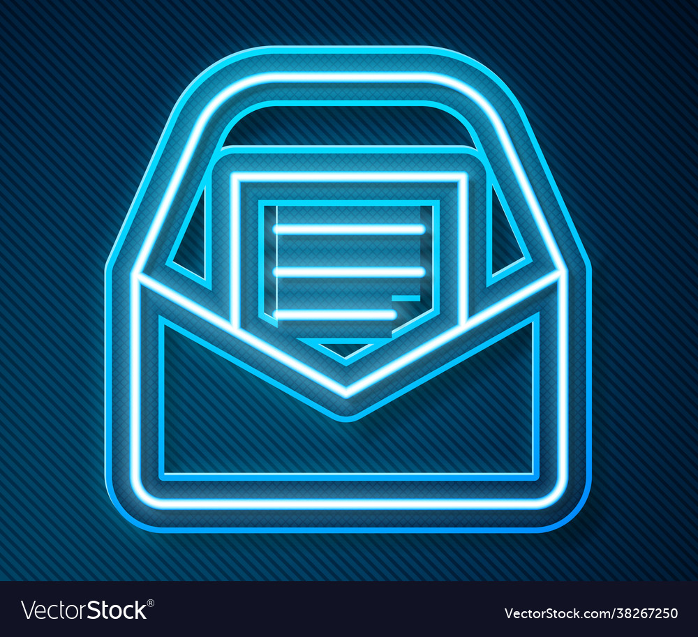 Glowing neon line mail and e-mail icon isolated