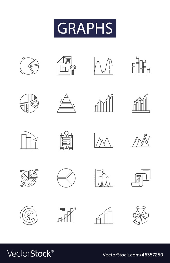 Graphs line icons and signs charts plots Vector Image