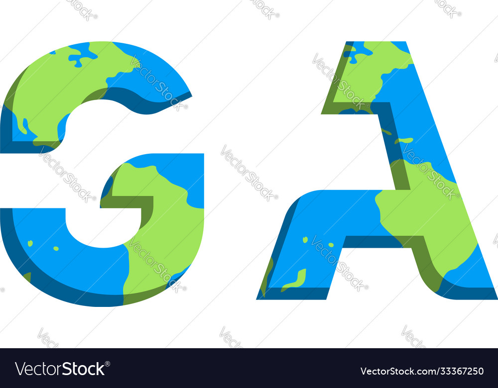 Initial ga logo design with world map style
