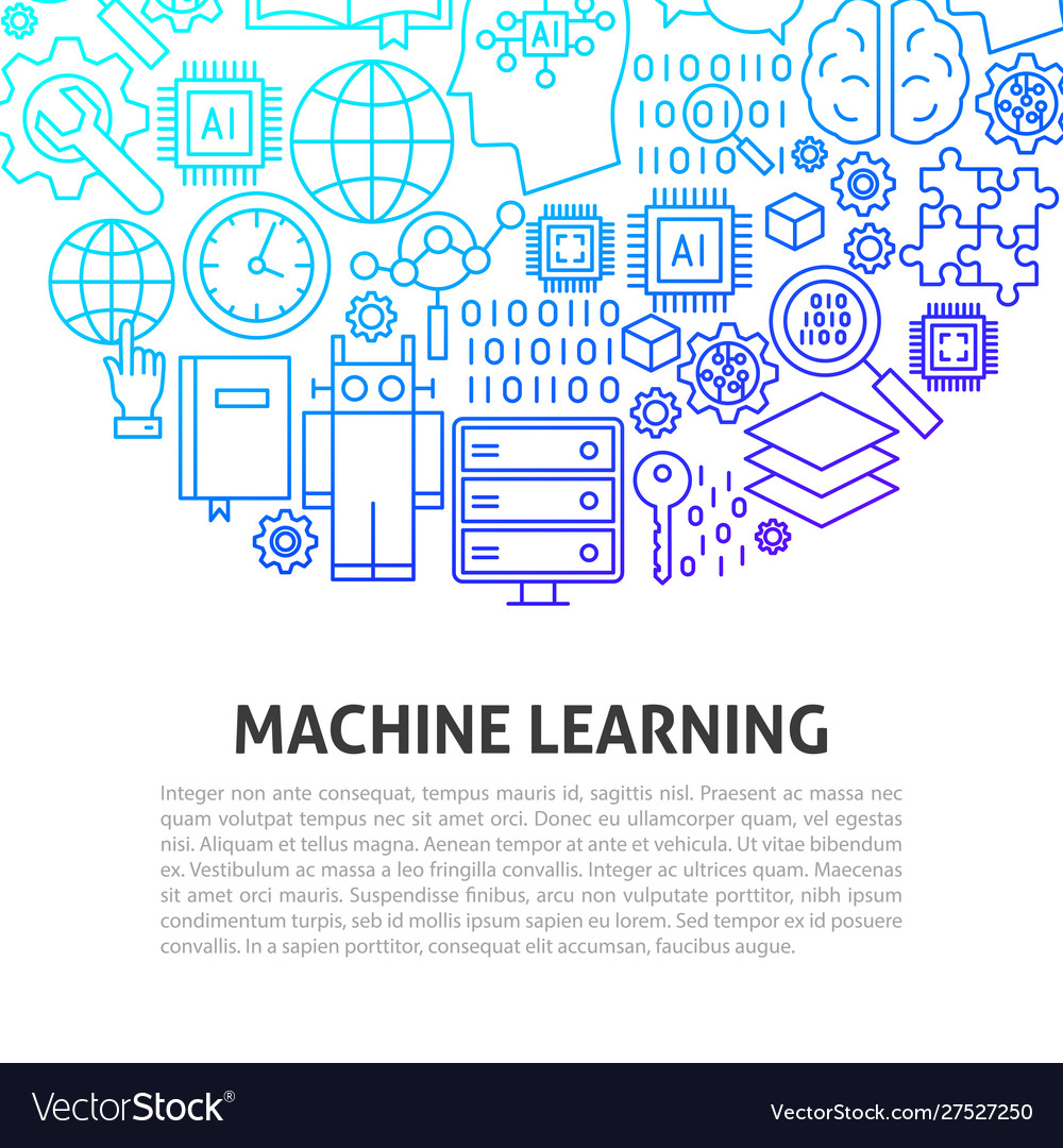 Machine learning line concept Royalty Free Vector Image