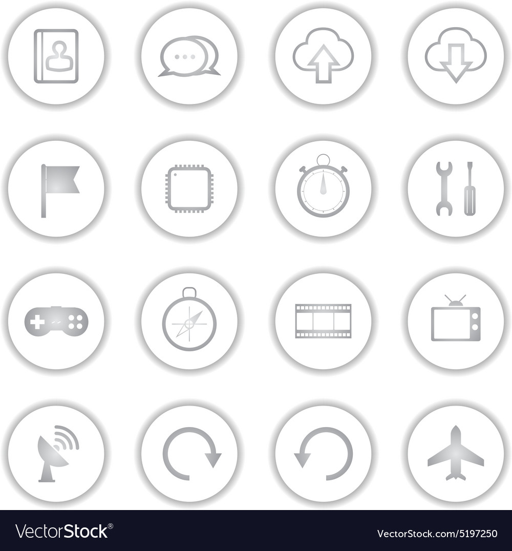 Modern social media buttons with soft shadow