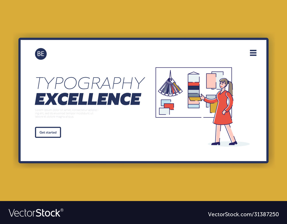 Printing service and typography website landing vector image Printing service and typography website landing