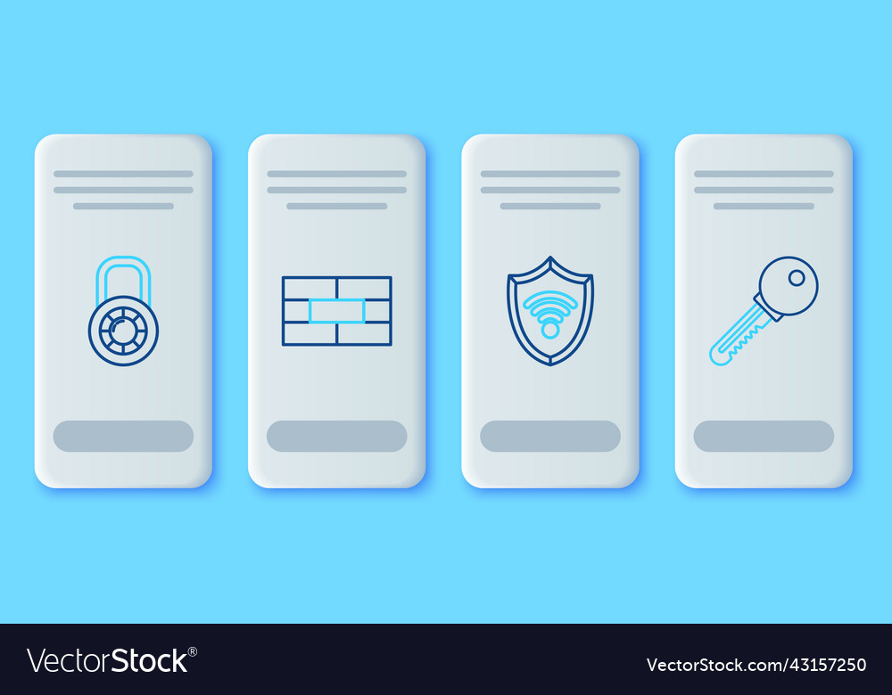 Set line bricks shield with wifi wireless vector image Set line bricks shield with wifi wireless