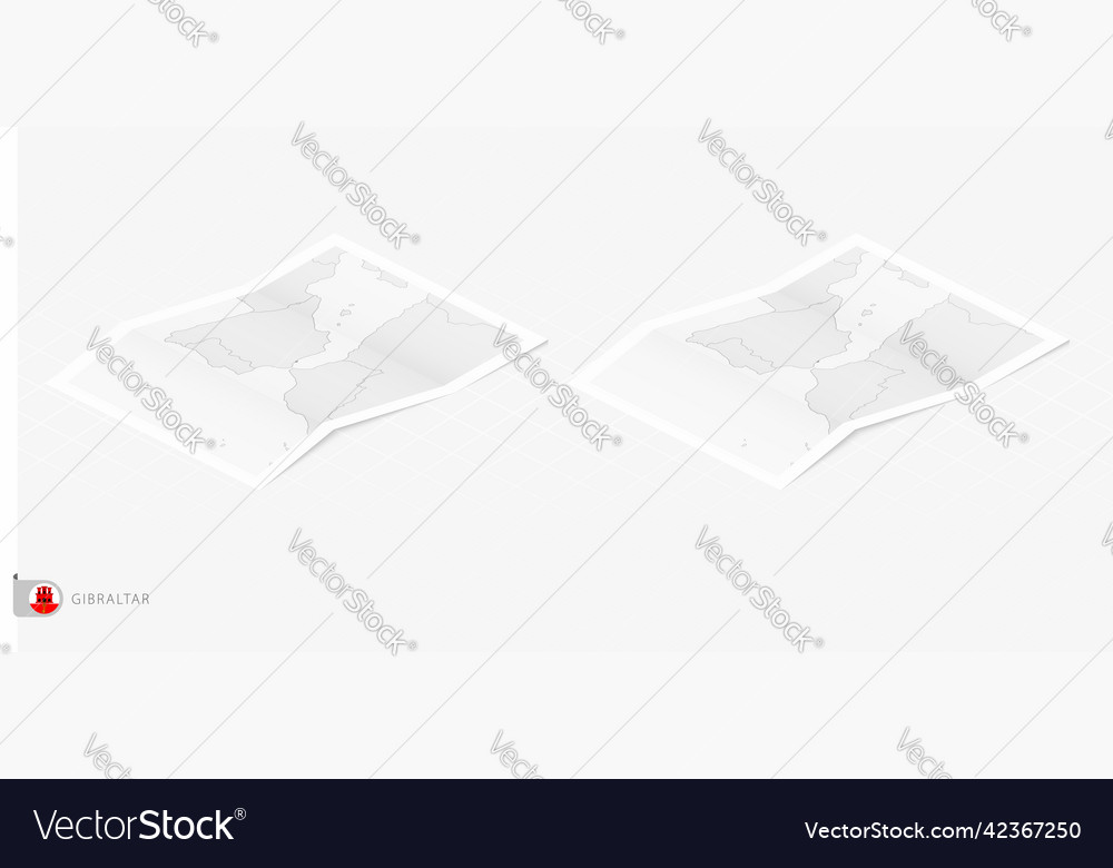 Set of two realistic map gibraltar with shadow