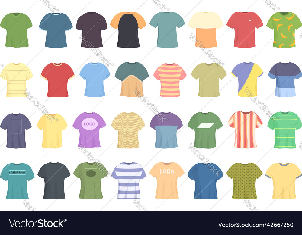 T Shirt Icons Set Cartoon Clothes Template Vector Image