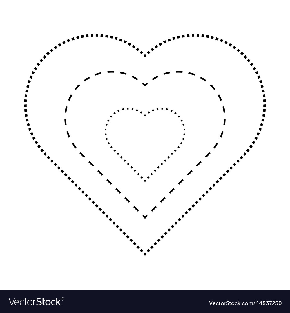 Tracing heart shape symbol dashed and dotted vector image Tracing heart shape symbol dashed and dotted