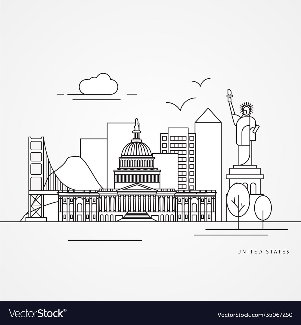 United states detailed silhouette Royalty Free Vector Image