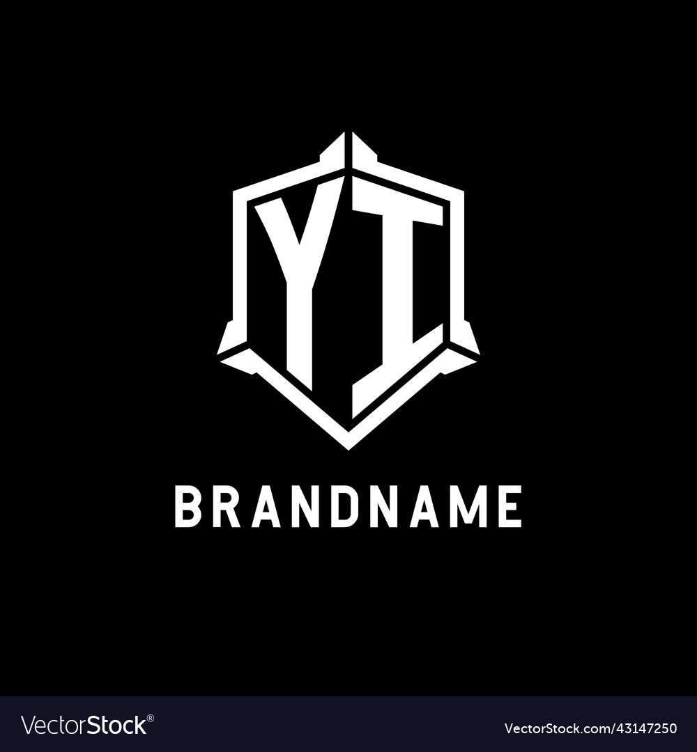 Yi logo initial with shield shape design style Vector Image Yi logo initial with shield shape design style
