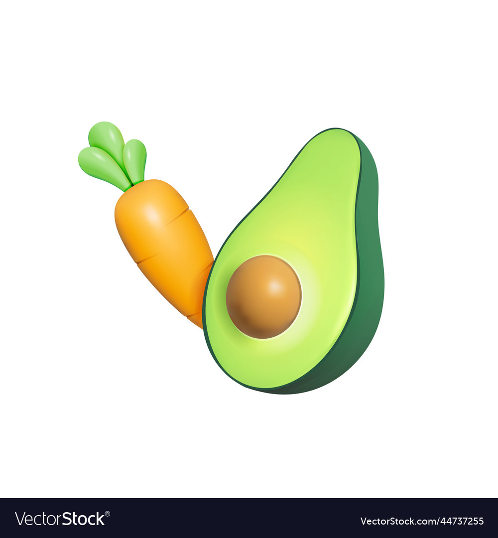 3d of carrot and avocado fresh vegetable Vector Image 3d of carrot and avocado fresh vegetable Vector Image