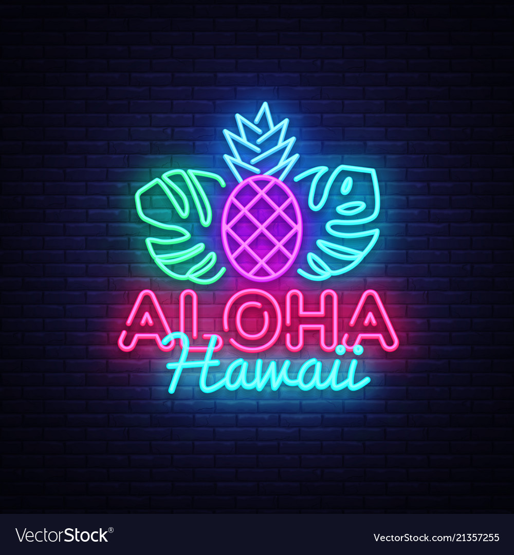 Aloha neon sign hawaii design Royalty Free Vector Image